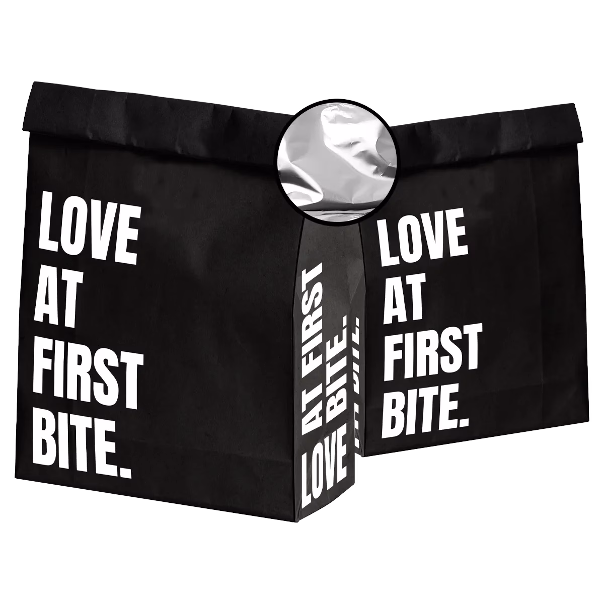 TORBA PAPIEROWA TERMOIZOLACYJNA „LOVE AT FIRST BITE” | 250 sztuk